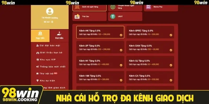 Nhà cái hỗ trợ đa kênh giao dịch