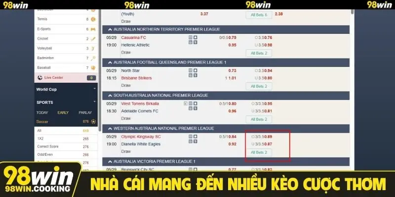 Nhà cái mang đến nhiều kèo cược thơm