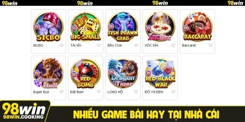 Nhiều game bài hay tại nhà cái
